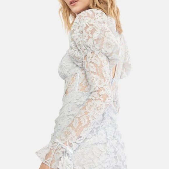 For Love And Lemons Victoria Blue Lace Mini Dress - Picture 4 of 6
